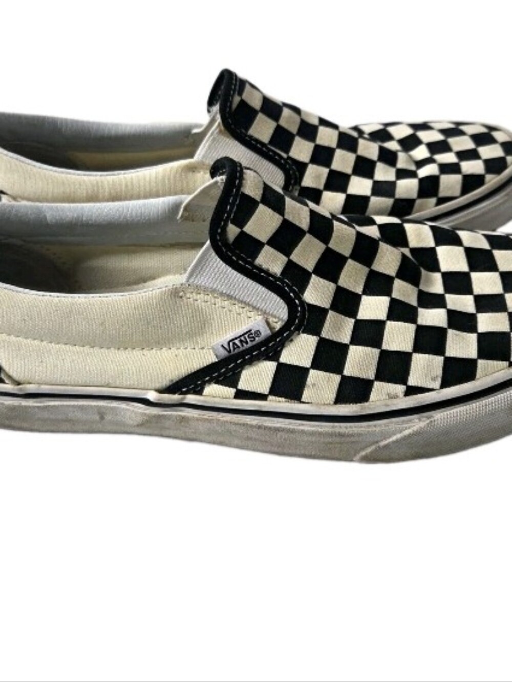 Vans Slip-On Checkerboard Sneakers - Black & Cream 8.5
